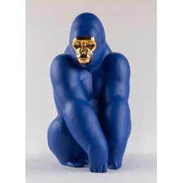 Lladrò Statua Gorilla Azzurro e Oro Edizione Limitana Ref. 01009403