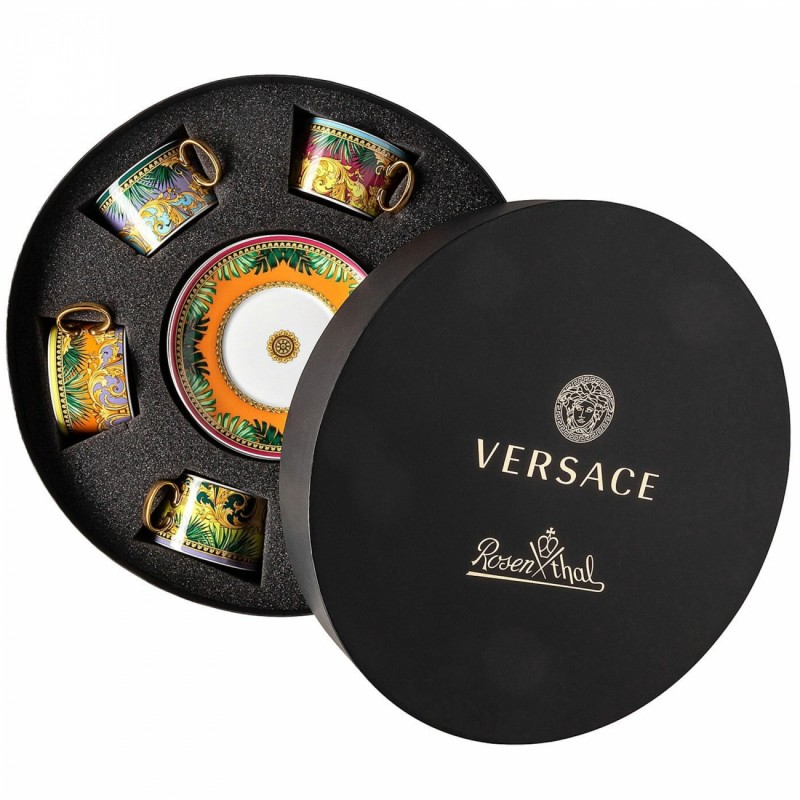 Versace Rosenthal Jungle Animalier Set 6 Tea Cup with Saucer in Box