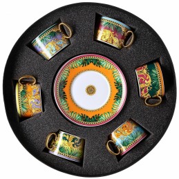 Versace Rosenthal Jungle Animalier Set 6 Tazze Tè con Piattino