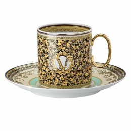 Versace Rosenthal Barocco Mosaic Coffee Cup & Saucer 4 Tall
