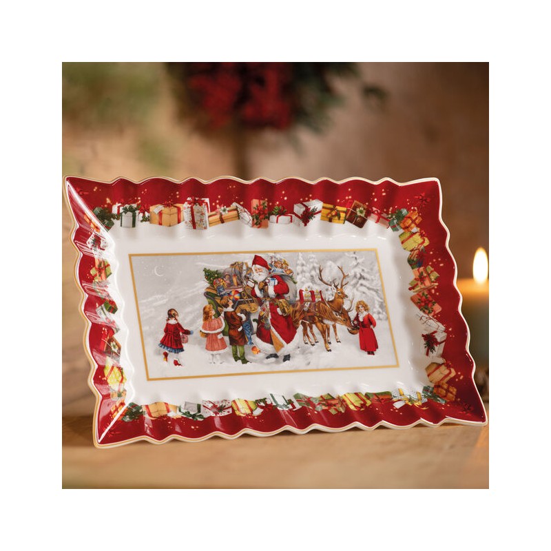 Villeroy & Boch Toy's Fantasy Piatto Torta Rettangolare Babbo Natale con Bambini