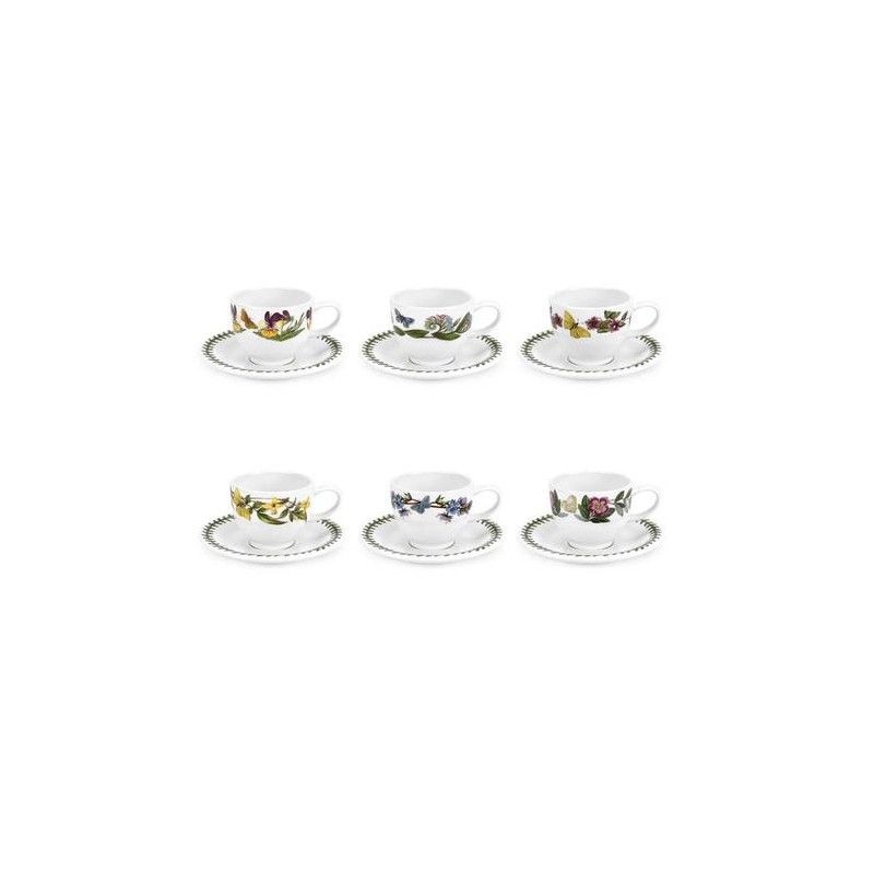 Portmeirion Botanic Garden Set 6 Tazze Caffè 0.1 L con Piattino