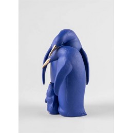Lladrò Penguin family Figurine Limited Edition Blue and Gold Ref. 01009539