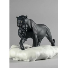 Lladrò Black Panther with Cub Figurine Ref. 01009382