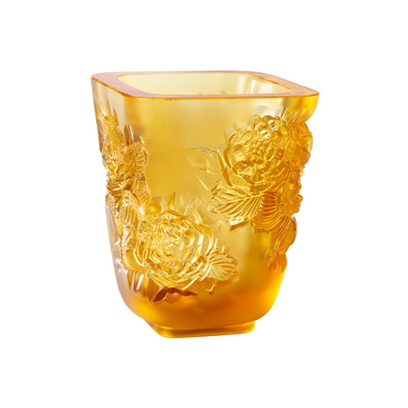 Lalique Pivoines Vaso Piccolo Ambra Ref. 10708700