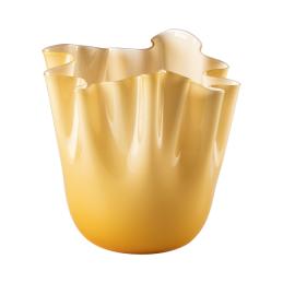 Venini Fazzoletto Opalino Vase, Medium, Amber H 24 cm